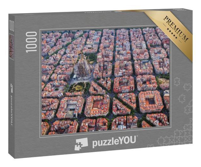 Puzzle 1000 Teile „Luftaufnahme von Barcelona mit der berühmten Sagrada Familia, Spanien“
