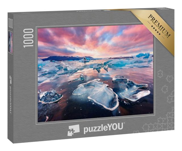 Puzzle 1000 Teile „Unglaubliche Landschaft mit Eisbergen in der Gletscherlagune Jokulsarlon, Island“