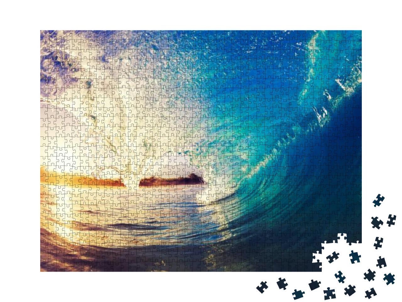 Puzzle 1000 Teile „Sonnenaufgang über einem tropischen Atoll“