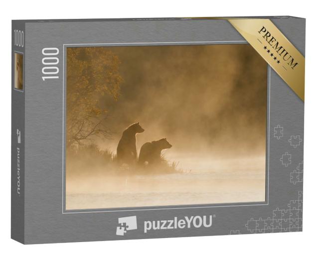 Puzzle 1000 Teile „Grizzlybär am goldenen Teich“
