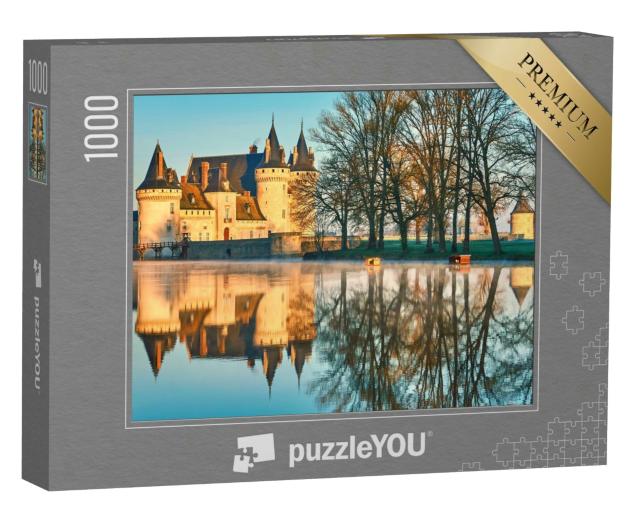 Puzzle 1000 Teile „Mittelalterliche Burg: Chateau de Sully-sur-Loire im Sonnenuntergang“