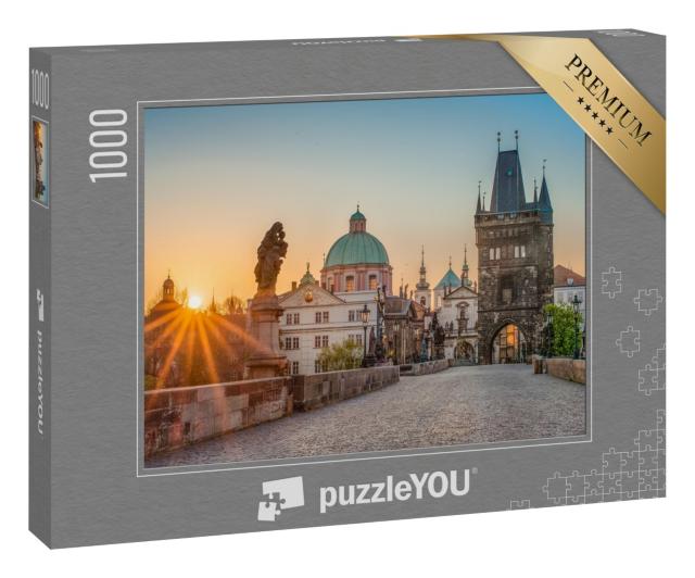Puzzle 1000 Teile „Sonnenaufgangs über der Karlsbrücke in Prag, Tschechische Republik“