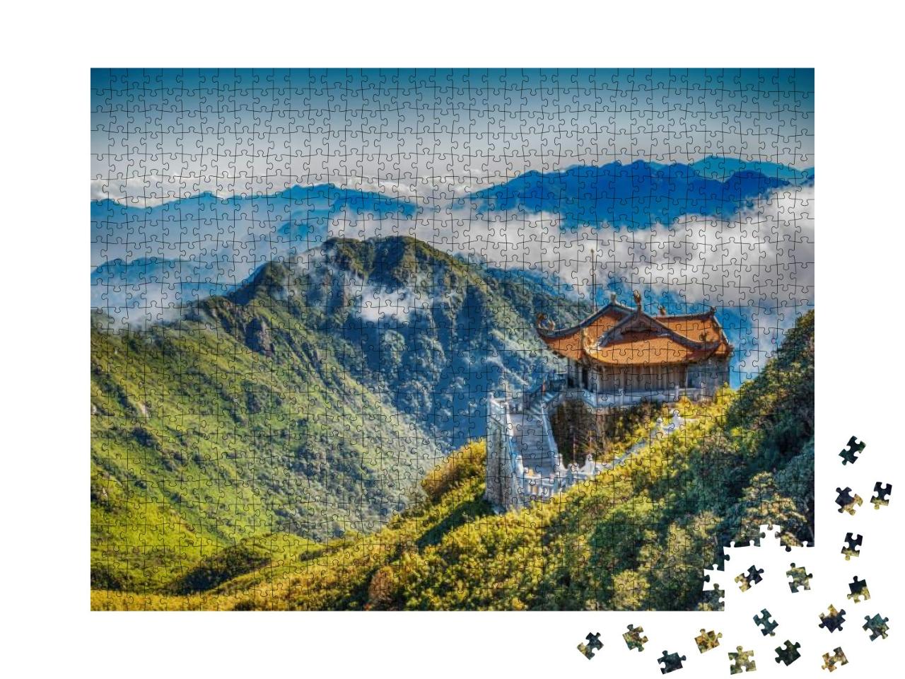 Puzzle 1000 Teile „Pavillon im traditionellen chinesischen Baustil auf dem Fansipan, Sapa, Vietnam“
