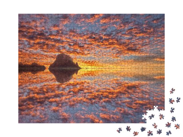 Puzzle 1000 Teile „Mystische Insel Es Vedra von Ibiza bei Sonnenuntergang, Spanien“