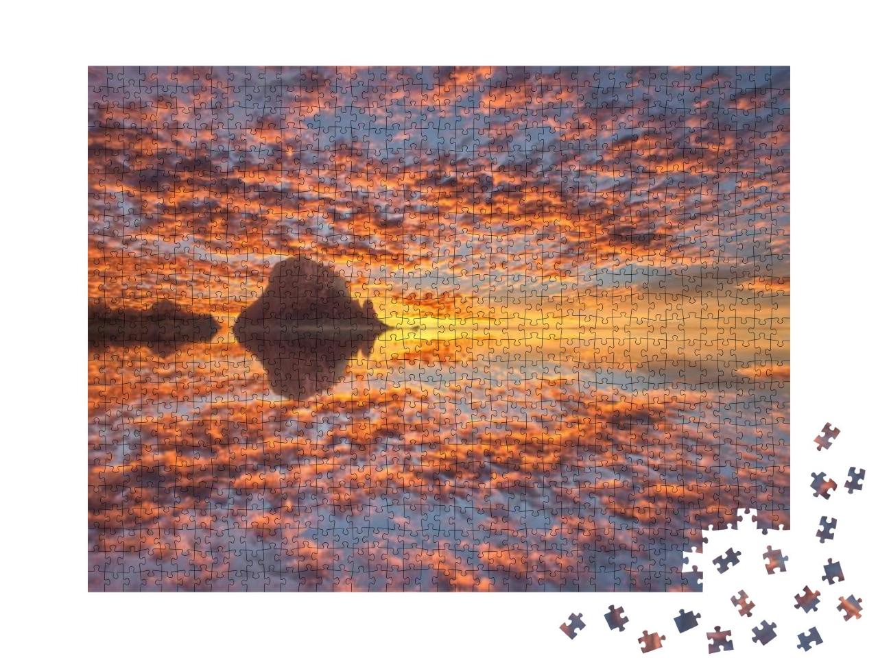 Puzzle 1000 Teile „Mystische Insel Es Vedra von Ibiza bei Sonnenuntergang, Spanien“