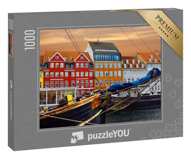 Puzzle 1000 Teile „Yachten und farbige Häuser an der Strandpromenade in Nyhavn“