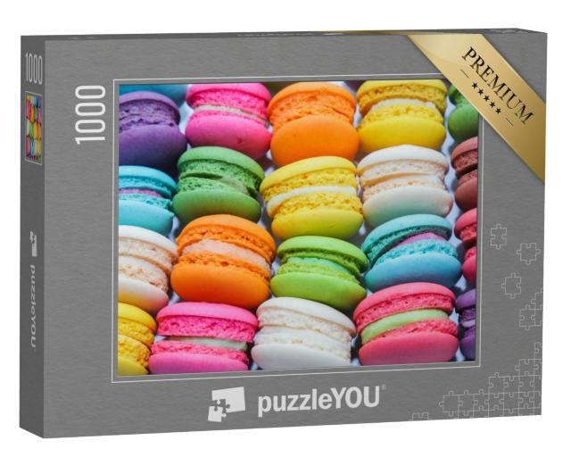 Puzzle 1000 Teile „Pastellfarbene Verführung: Französische Macarons“