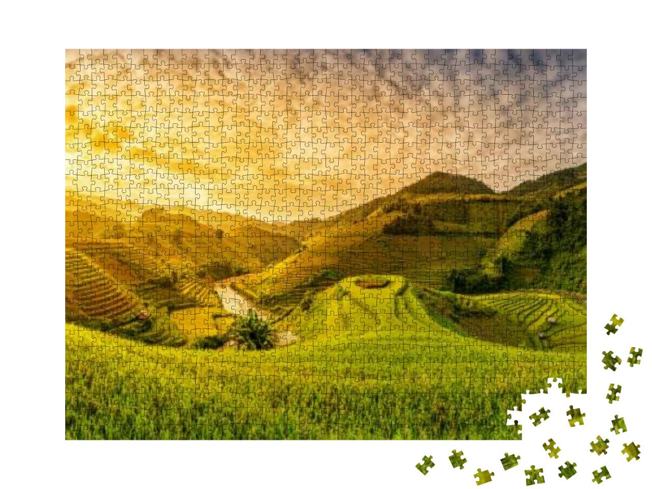 Puzzle 1000 Teile „Grüne Reisfelder auf Terrassen in Muchangchai, Vietnam“