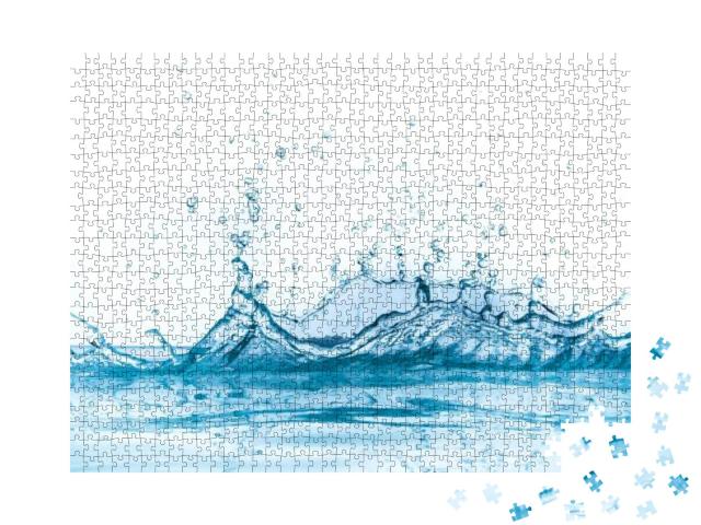 Puzzle 1000 Teile „Wasserspritzer isoliert auf weißem Hintergrund“