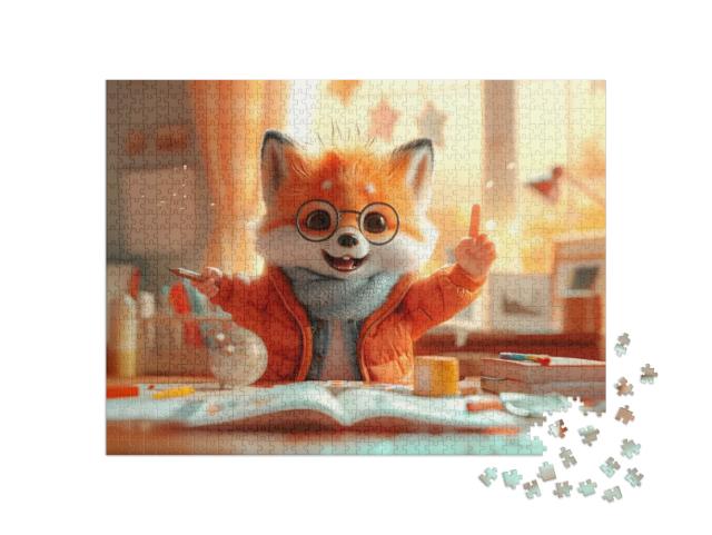 Puzzle 1000 Teile „Fuchs Finny in der Schule“