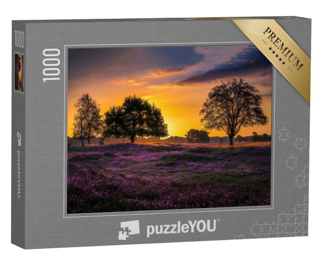 Puzzle 1000 Teile „Sunset over the flower meadow. Sundown on meadow f“