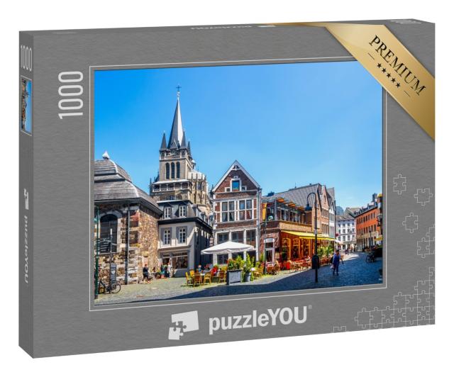 Puzzle 1000 Teile „Straße in Aachen mit Blick auf den Dom, Deutschland“