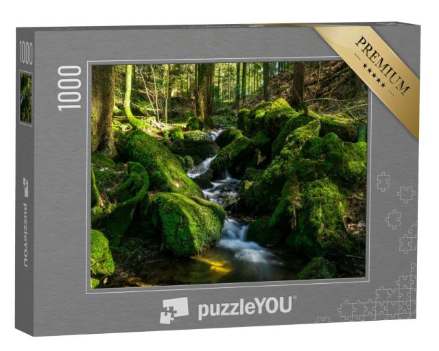 Puzzle 1000 Teile „Kleiner Fluss im bayerischen Wald, Deutschland“
