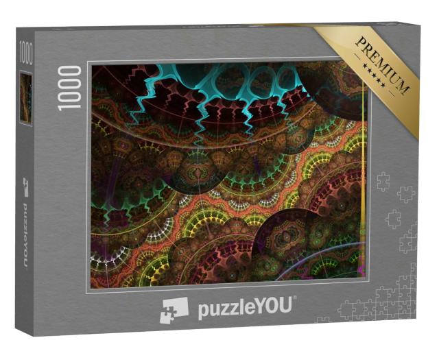 Puzzle 1000 Teile „Digitale Kunst: Detailliertes fraktale Uhrwerk“