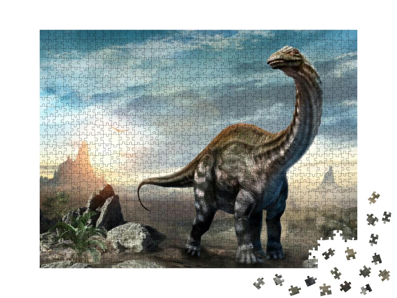 Puzzle 1000 Teile „Apatosaurus Dinosaurier, 3D-Illustration“