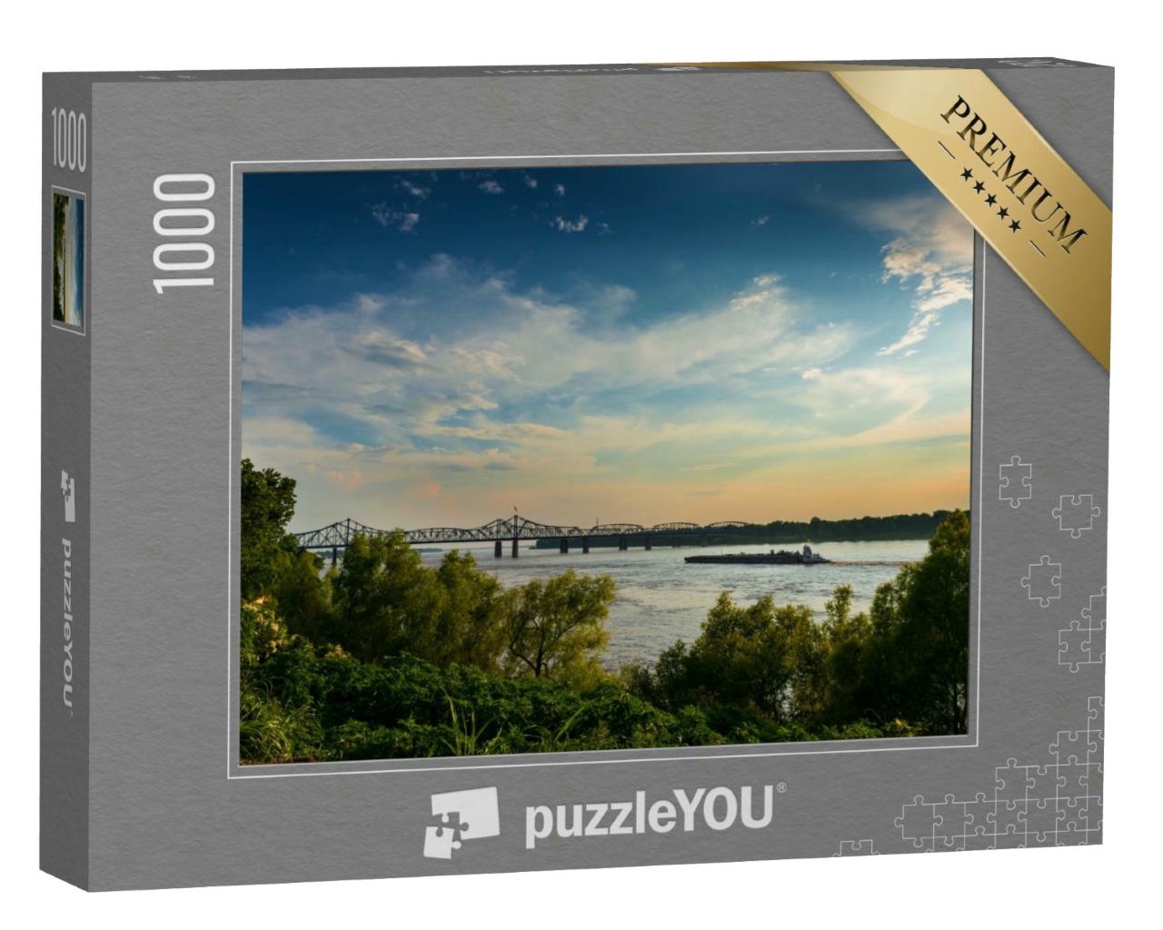 Puzzle 1000 Teile „Fluss Mississippi in der Nähe der Vicksburg-Brücke, Mississippi, USA“