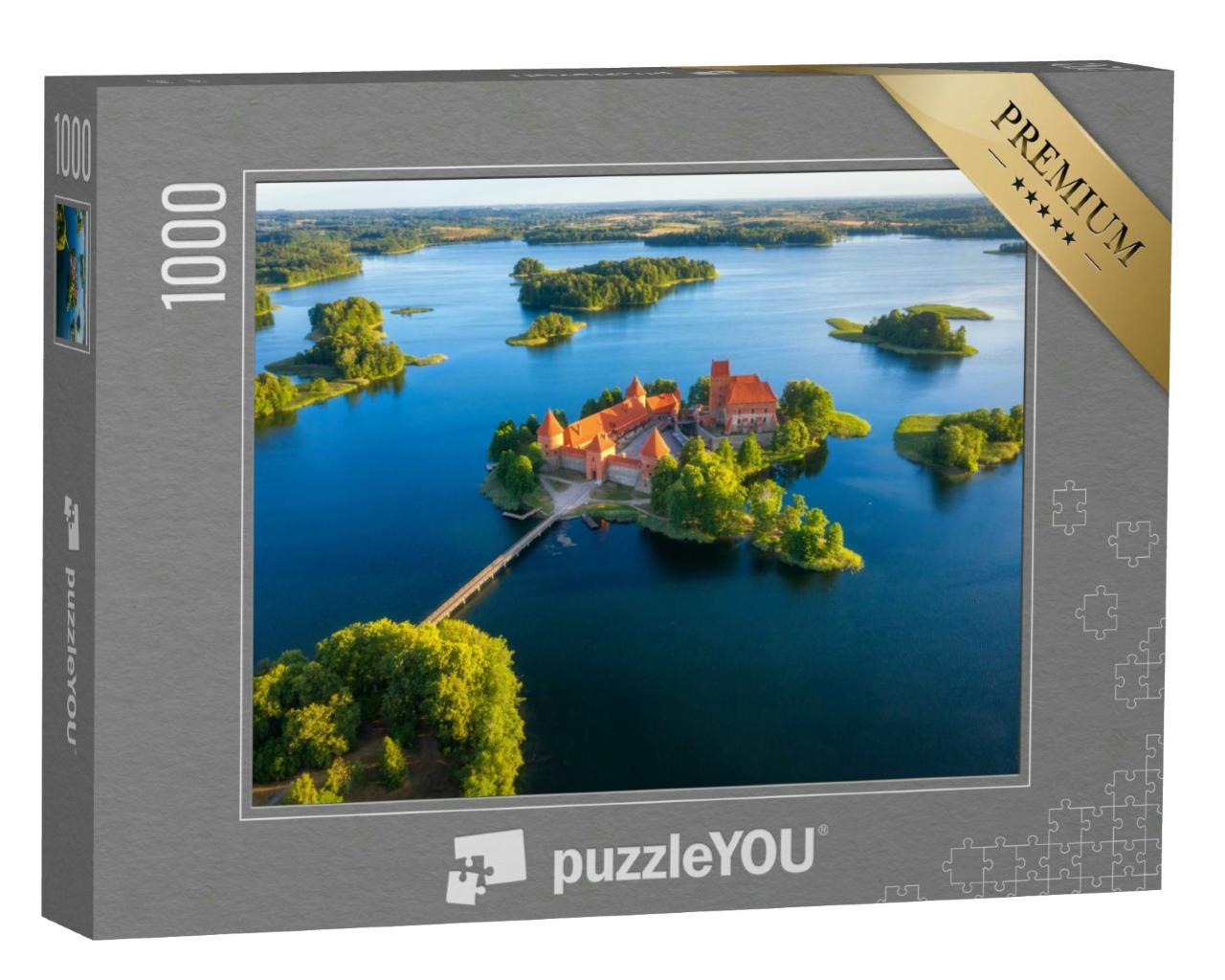 Puzzle 1000 Teile „Luftaufnahme der Burg Trakai, Litauen“