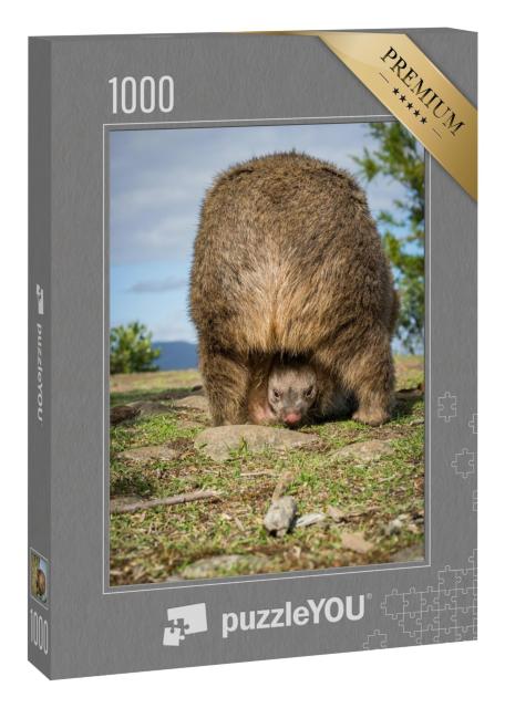 Puzzle 1000 Teile „Australisches Wombatbaby in seinem Beutel“