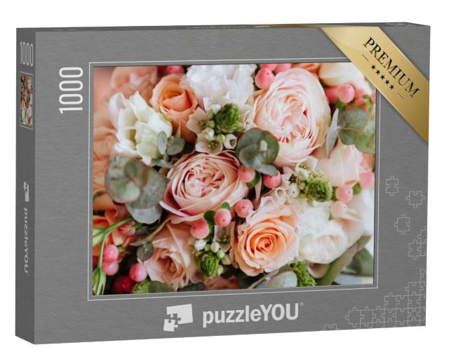 Puzzle 1000 Teile „Hochzeitsblumen, Brautstrauß in Großaufnahme“