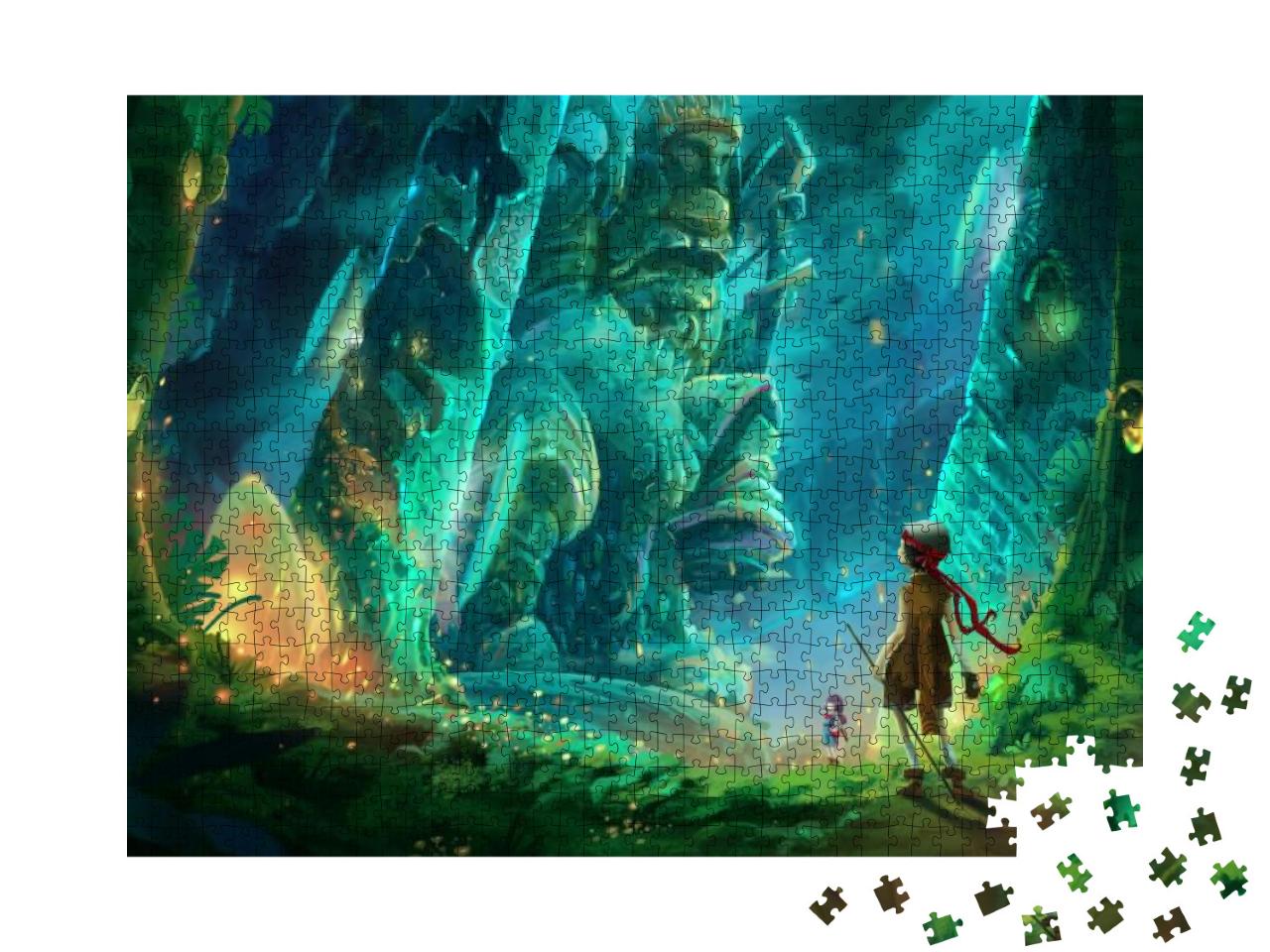 Puzzle 1000 Teile „Illustration: zwei Kinder entdecken eine Höhle“