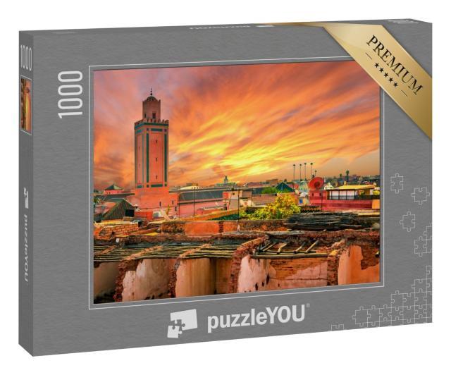 Puzzle 1000 Teile „Sonnenuntergang über Marrakesch, Marokko“