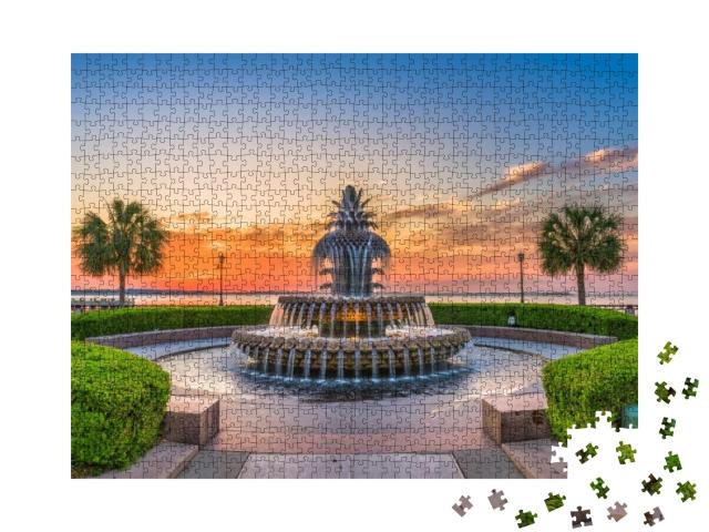 Puzzle 1000 Teile „Waterfront Park: Pineapple Fountain, Charleston, South Carolina, USA“