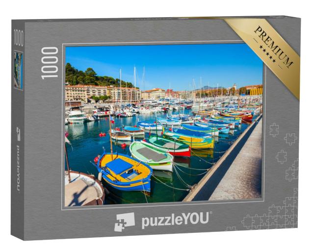 Puzzle 1000 Teile „Hafen von Nizza mit Booten und Yachten, Cote d'Azur in Frankreich.“