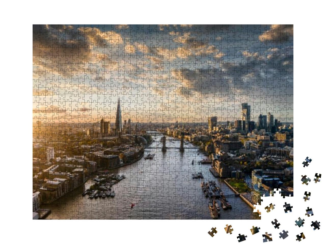 Puzzle 1000 Teile „Breiter Panoramablick auf die moderne Skyline von London, Vereinigtes Königreich“