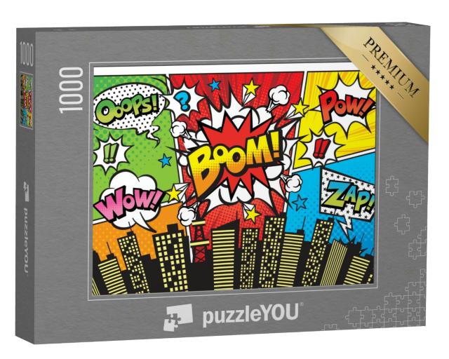 Puzzle 1000 Teile „Städtischer Hintergrund mit Sprechblasen, Comic-Stil“
