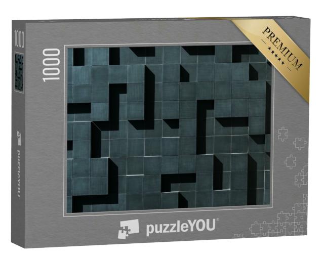Puzzle 1000 Teile „Schwarze dreidemensionale Wand mit geometrischem Muster“