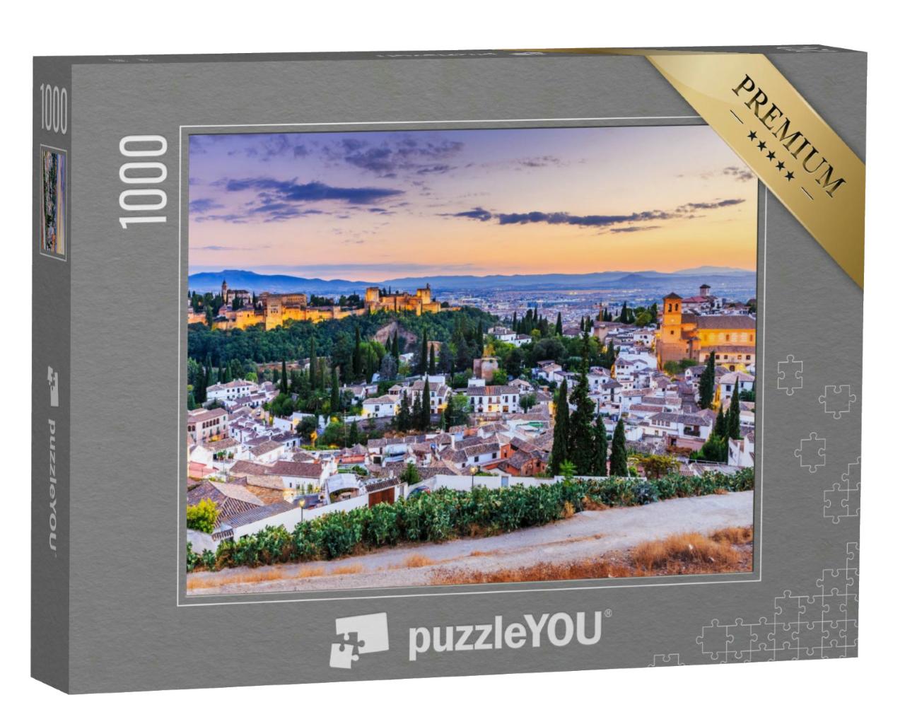 Puzzle 1000 Teile „Alhambra in der Dämmerung, Granada, Spanien“