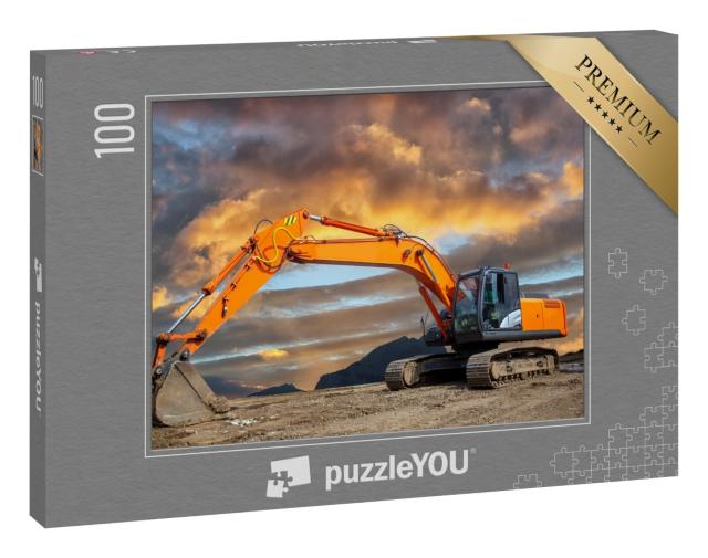 Puzzle 100 Teile „Raupenbagger auf einer Baustelle“
