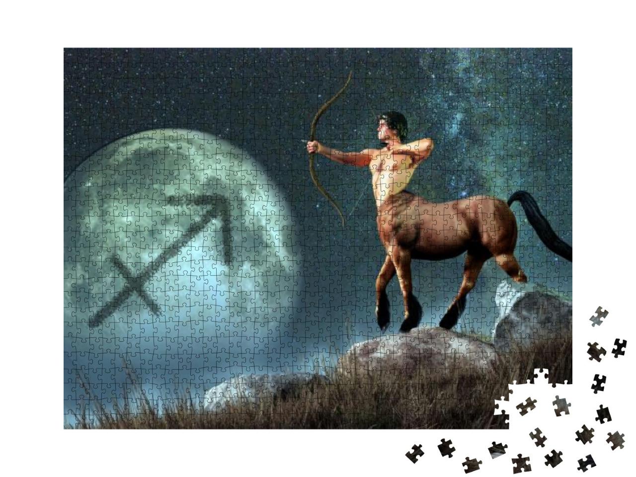 Puzzle 1000 Teile „Digitale Kunst: Sagittarius, der Zentaur-Schütze, sechstes Zeichen des Tierkreises“