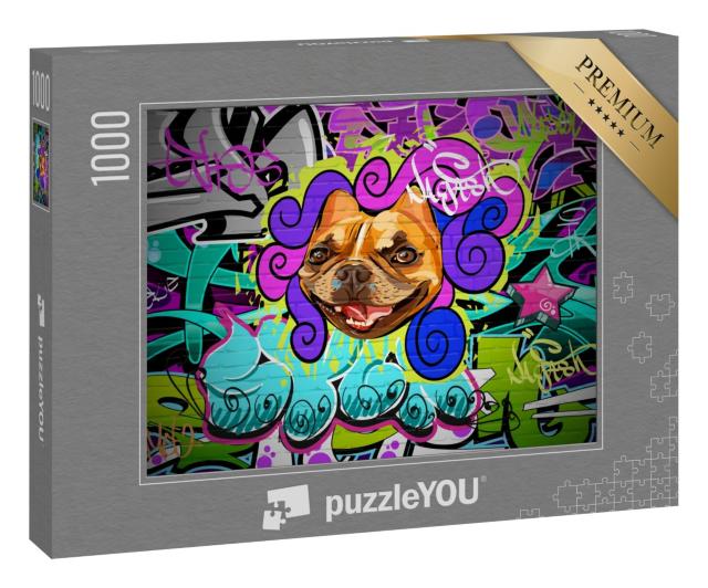 Puzzle 1000 Teile „Graffiti-Kunst: Boxerhund als zentrales Motiv“