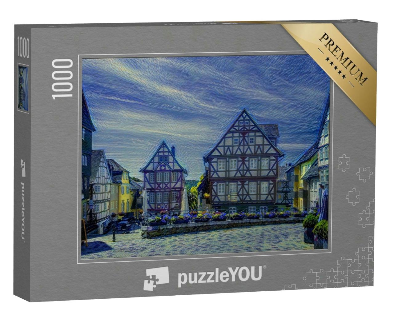 Puzzle 1000 Teile „im Kunst-Stil von van Gogh, Sternennacht - Maismarkt in Wetzlar, Hessen, Deutschland“