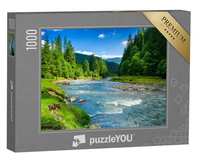 Puzzle 1000 Teile „Wunderschöne Berglandschaft mit klarem Bergbach“