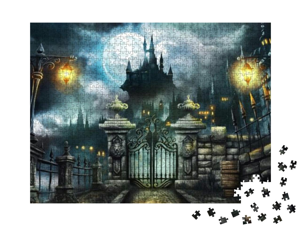 Puzzle 1000 Teile „Illustration: Halloween-Schloss“