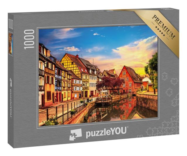 Puzzle 1000 Teile „Colmar: Wasserkanal und traditionelle Häuser, Elsass, Frankreich“