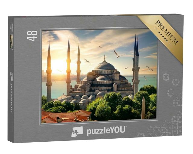 Puzzle 48 Teile „Möwen über der Blauen Moschee und dem Bosporus in Istanbul“