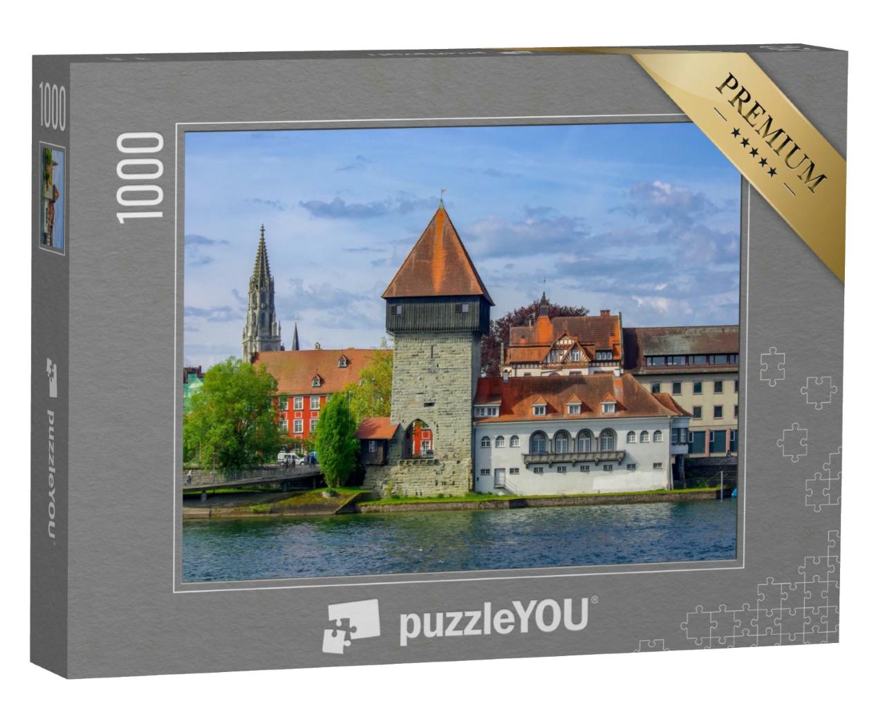Puzzle 1000 Teile „Historischer Rheintorturm, mittelalterliches Stadttor in Konstanz am Bodensee“