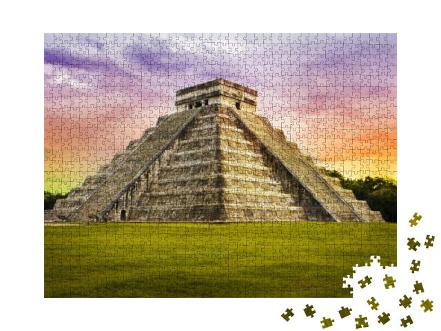 Puzzle 1000 Teile „Kukulkan-Tempelm der Maja in Chichén Itzá, Mexiko“