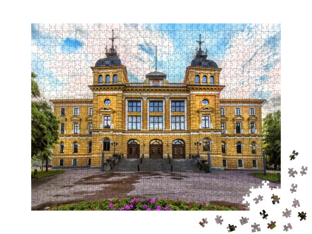 Puzzle 1000 Teile „Pittoreskes Rathaus von Oulu, Finnland“