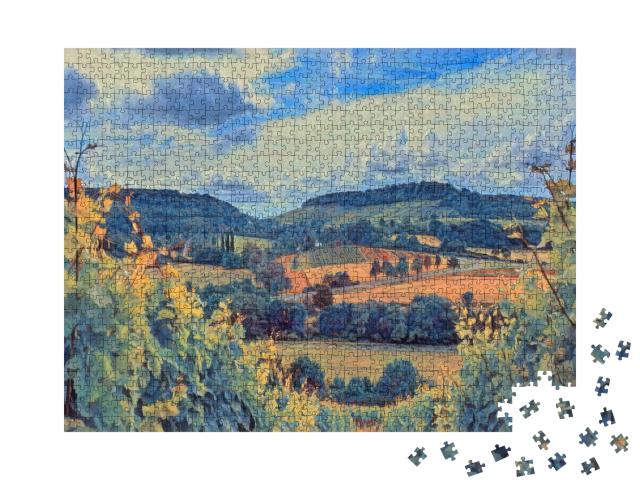 Puzzle 1000 Teile „im Stil von Paul-Cezanne - Weinberge bei Heilbronn, Deutschland - Puzzle-Kollektion Künstler & Gemälde“