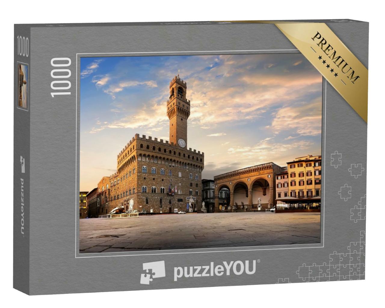 Puzzle 1000 Teile „Platz der Signoria bei Sonnenaufgang, Florenz, Italien“