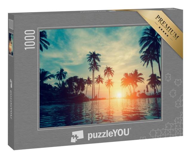 Puzzle 1000 Teile „Wunderschöner Sonnenuntergang über Palmen“