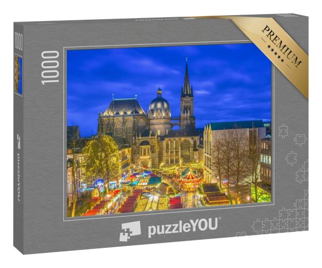 Puzzle 1000 Teile „Weihnachtsmarkt vor dem Aachener Dom, Deutschland“