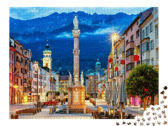 Puzzle 2000 Teile „Innsbruck: Altstadt im Alpengebirge in Tirol“
