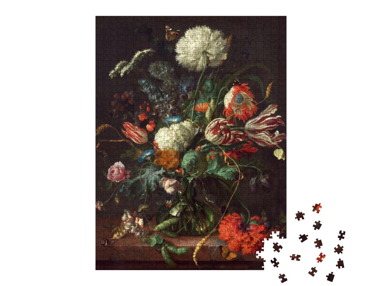Puzzle 1000 Teile „Ölgemälde: Stillleben von Tulpen und Rosen“