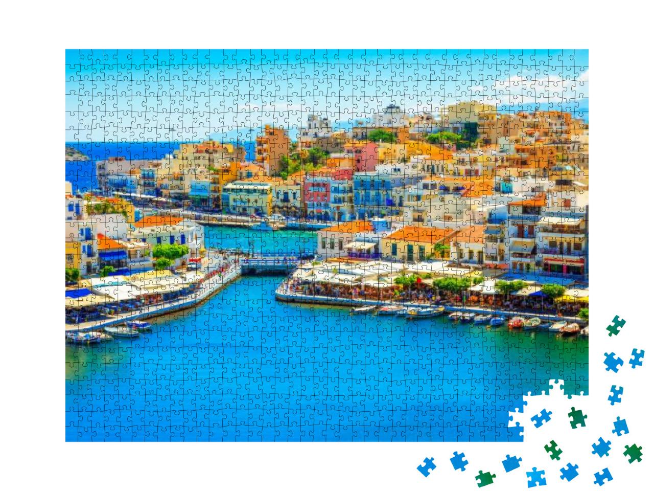 Puzzle 1000 Teile „Agios Nikolaos und Voulismeni, See auf der Insel Kreta, Griechenland“