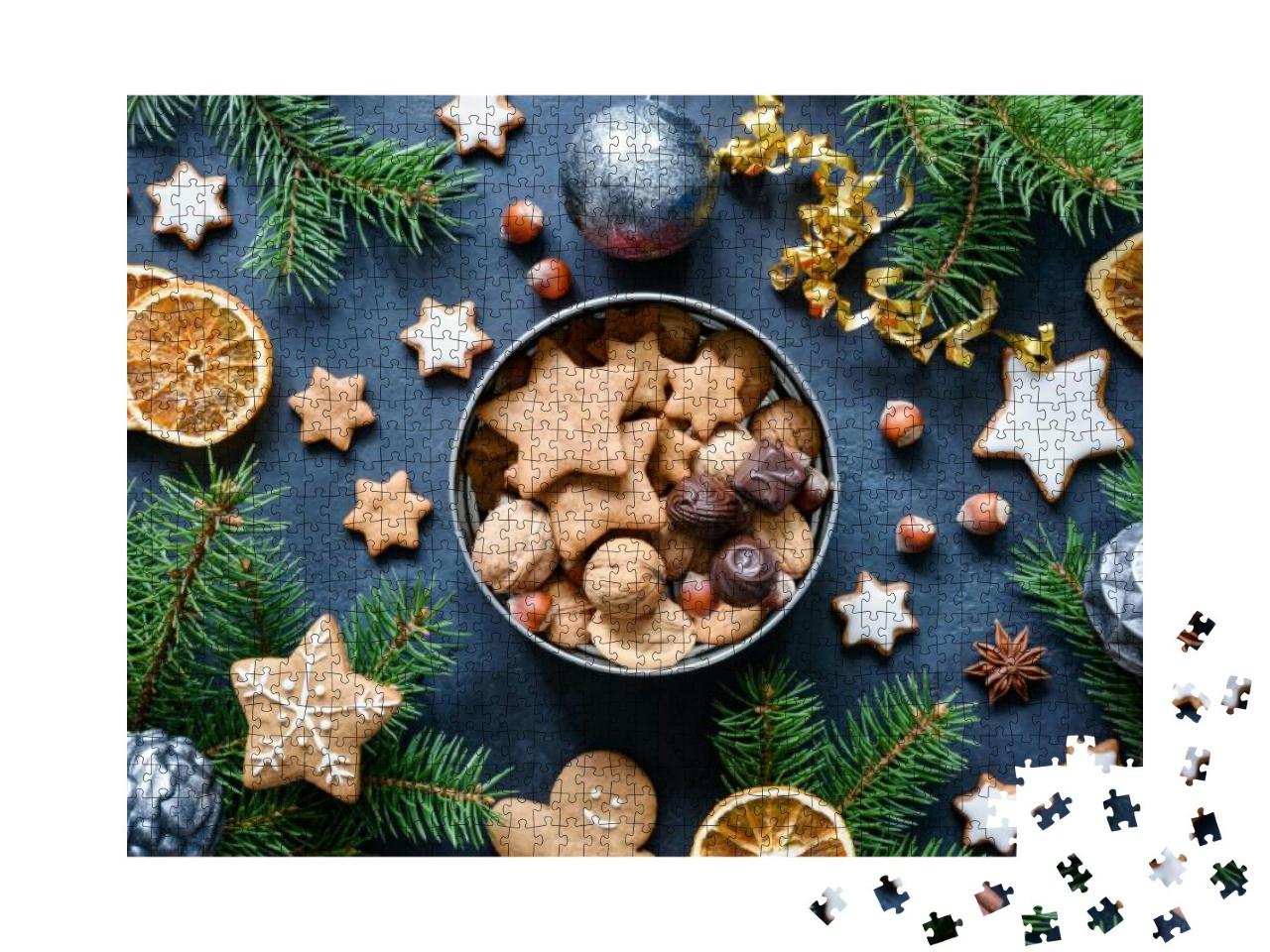 Puzzle 1000 Teile „Weihnachten: Geschenk-Box mit hausgemachten Lebkuchen“
